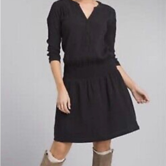 Prana Sugar Pine Black Buttoned Pleated Midi Dress Small Organic Cotton - Picture 1 of 11